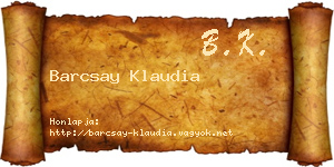 Barcsay Klaudia névjegykártya